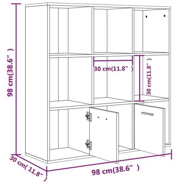 Βιβλιοθήκη Χρώμα Sonoma Δρυς 98 x 30 x 98 εκ. από Επεξ. Ξύλο - Καφέ