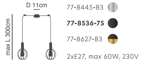 Φωτιστικό Οροφής Δίφωτο Homelighting 77-8445 Nickel