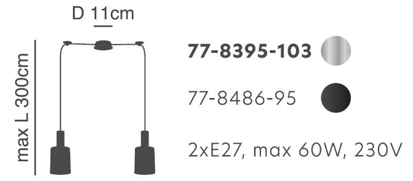 Φωτιστικό Οροφής Δίφωτο Homelighting 77-8395 Nickel/Smoked