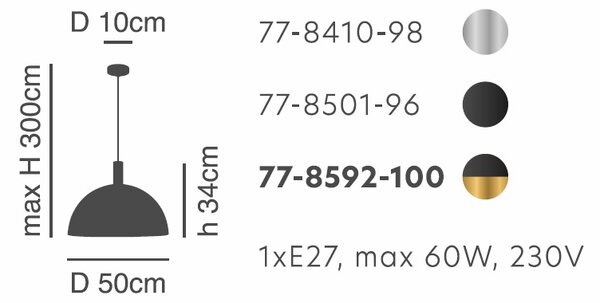 Φωτιστικό Οροφής Μονόφωτο Homelighting 77-8410 Nickel/Black