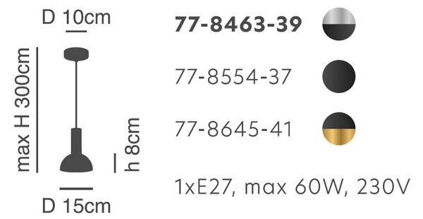 Φωτιστικό Οροφής Μονόφωτο Homelighting 77-8463 Nickel/Black