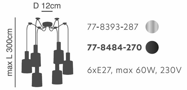 Φωτιστικό Οροφής Πολύφωτο Homelighting 77-8393 Nickel/Smoked