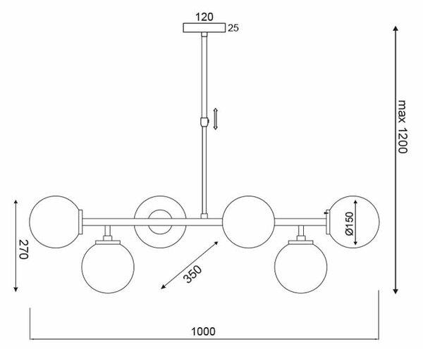 Φωτιστικό Οροφής Πολύφωτο Aca Thetis V360506P Brass