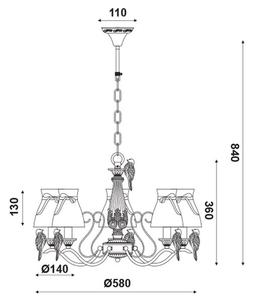 Φωτιστικό Οροφής Πολύφωτο Aca Ekavi EG166085PW White Gold