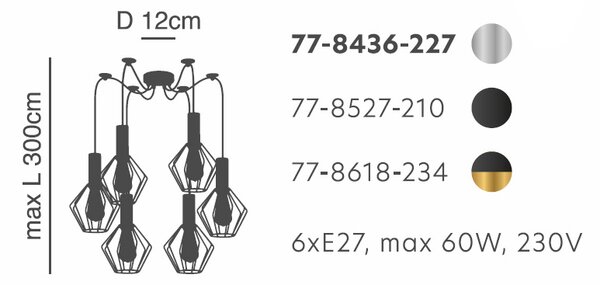 Φωτιστικό Οροφής Πολύφωτο Homelighting 77-8436 Nickel