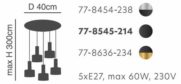 Φωτιστικό Οροφής Πολύφωτο Homelighting 77-8454 Nickel/Black