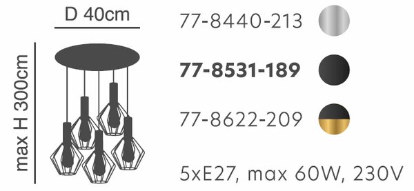 Φωτιστικό Οροφής Πολύφωτο Homelighting 77-8440 Nickel
