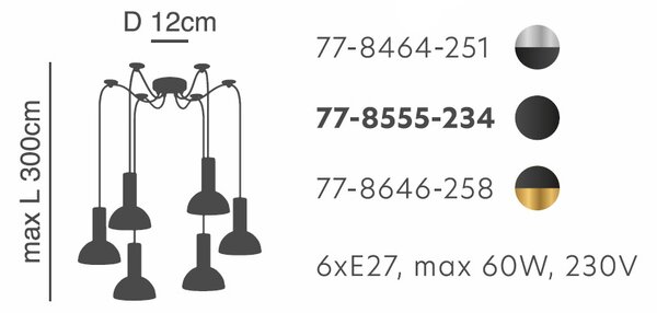 Φωτιστικό Οροφής Πολύφωτο Homelighting 77-8464 Nickel/Black