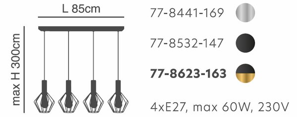 Φωτιστικό Οροφής Πολύφωτο Homelighting 77-8441 Nickel
