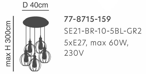 Φωτιστικό Οροφής Πολύφωτο Homelighting 77-8715 Bronze