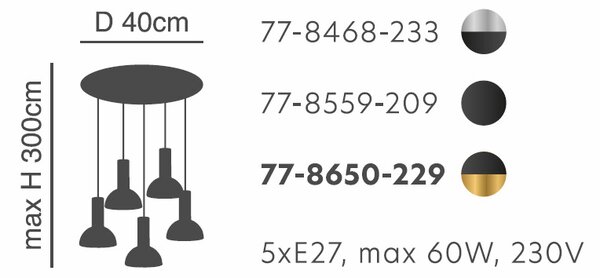 Φωτιστικό Οροφής Πολύφωτο Homelighting 77-8559 Black