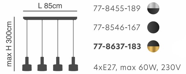 Φωτιστικό Οροφής Πολύφωτο Homelighting 77-8546 Black