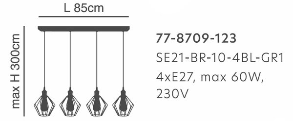 Φωτιστικό Οροφής Πολύφωτο Homelighting 77-8709 Bronze