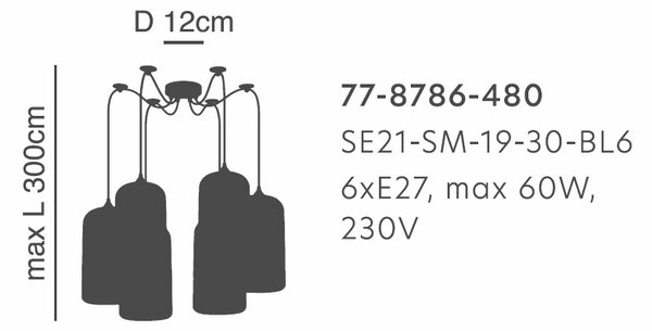 Φωτιστικό Οροφής Πολύφωτο Homelighting Feint 77-8786 Smoked Glass
