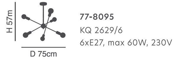 Φωτιστικό Οροφής Πολύφωτο Homelighting Gwen 77-8095 Nickel