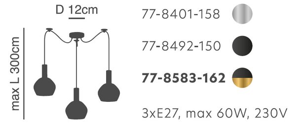 Φωτιστικό Οροφής Τρίφωτο Homelighting 77-8401 Nickel/White