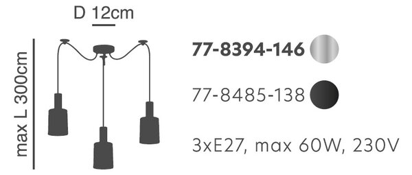 Φωτιστικό Οροφής Τρίφωτο Homelighting 77-8394 Nickel/Smoked