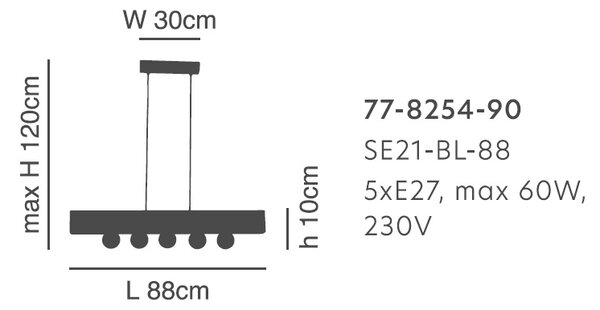 Φωτιστικό Οροφής Πολύφωτο Homelighting Tale 77-8254 Black