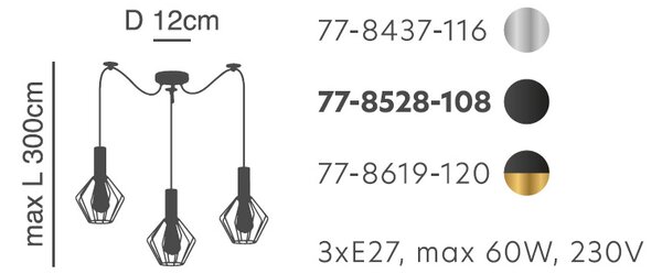 Φωτιστικό Οροφής Τρίφωτο Homelighting 77-8437 Nickel