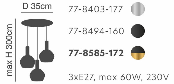 Φωτιστικό Οροφής Τρίφωτο Homelighting 77-8403 Nickel/White