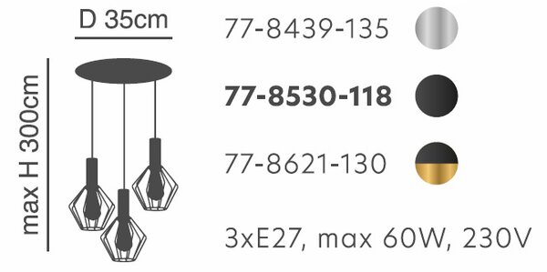 Φωτιστικό Οροφής Τρίφωτο Homelighting 77-8439 Nickel