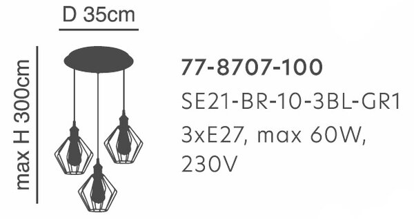 Φωτιστικό Οροφής Τρίφωτο Homelighting 77-8707 Bronze