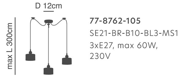 Φωτιστικό Οροφής Τρίφωτο Homelighting 77-8762 Bronze