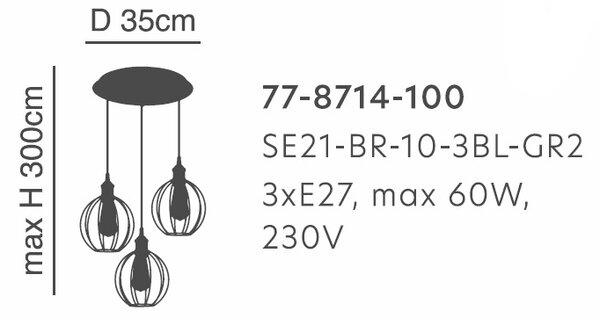 Φωτιστικό Οροφής Τρίφωτο Homelighting 77-8714 Bronze