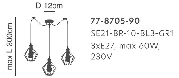 Φωτιστικό Οροφής Τρίφωτο Homelighting 77-8705 Bronze