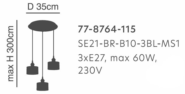 Φωτιστικό Οροφής Τρίφωτο Homelighting 77-8764 Bronze