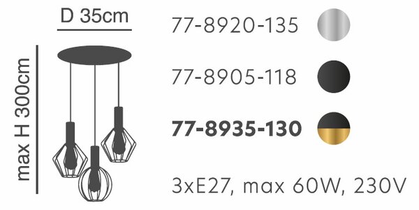 Φωτιστικό Οροφής Τρίφωτο Homelighting Adept Flex 77-8920 Nickel