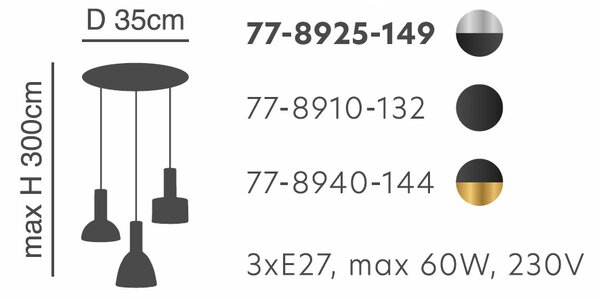 Φωτιστικό Οροφής Τρίφωτο Homelighting 77-8910 Flex Black