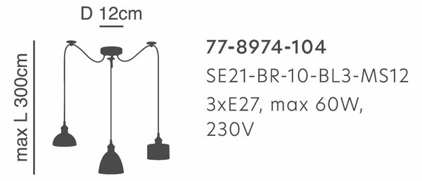 Φωτιστικό Οροφής Τρίφωτο Homelighting Magnum Flex 77-8974