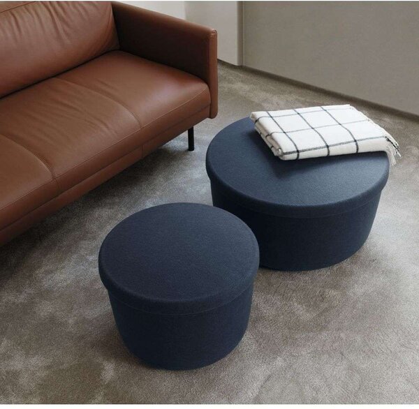 Normann Copenhagen - Hide Storage Pouf Small Steel Blue Normann Copenhagen