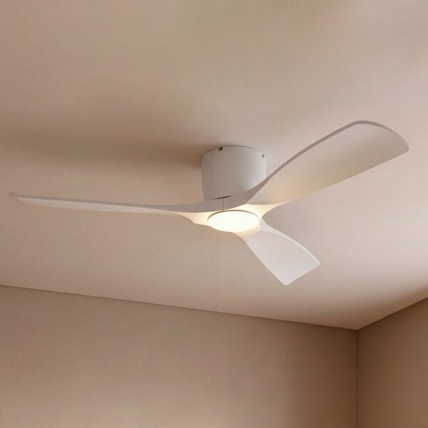 Lucande Έξυπνος ανεμιστήρας οροφής LED Moneno, λευκός, DC, Tuya, ρυθμιζόμενος, Λευκό, Σαλόνι / τραπεζαρία, Μέταλλο, σύγχρονο