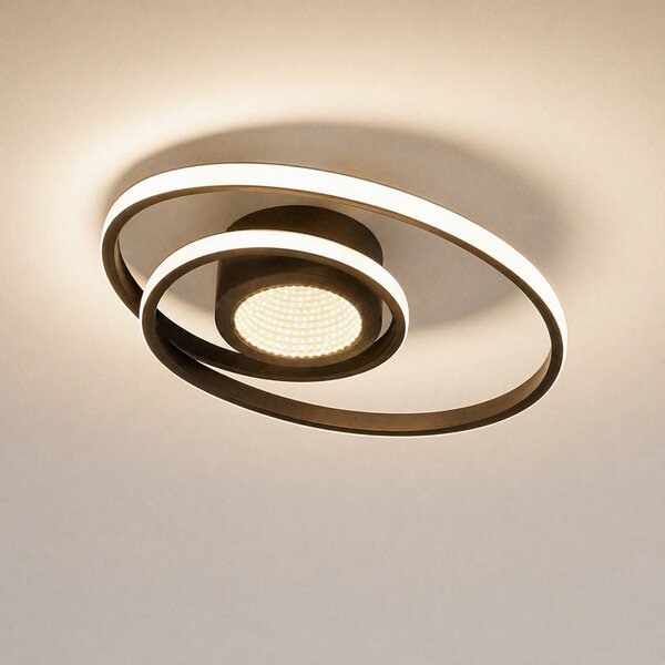 Lindby LED φωτιστικό οροφής Thalina, 45cm, dimmable, Infinity Tunnel, ρυθμιζόμενος, Μαύρο, Σαλόνι / τραπεζαρία, Μέταλλο, σύγχρονο
