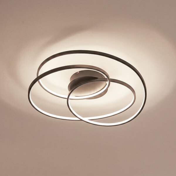 Lindby LED φωτιστικό οροφής Kateryna, μαύρο, Ø 60 cm, dimmable, ρυθμιζόμενος, Μαύρο, Σαλόνι / τραπεζαρία, Αλουμίνιο, σύγχρονο