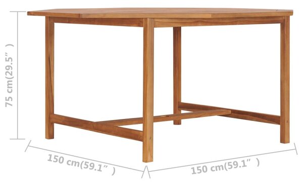 Τραπέζι Κήπου 150 x 150 x 75 εκ. από Μασίφ Ξύλο Teak - Καφέ