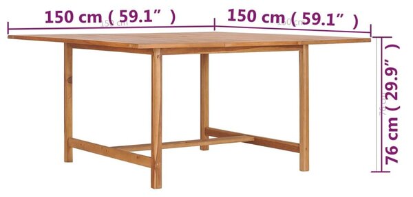 Τραπέζι Κήπου 150 x 150 x 76 εκ. από Μασίφ Ξύλο Teak - Καφέ