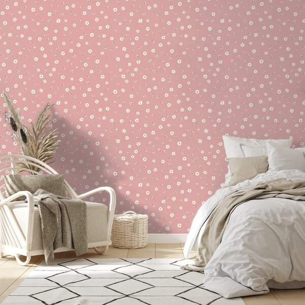 Αυτοκόλλητη ταπετσαρία μικρά ροζ άνθη