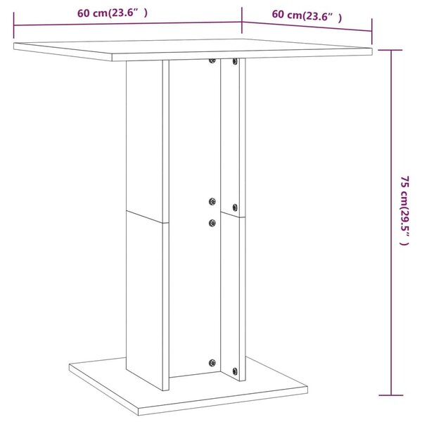 Τραπέζι Bistro Καπνιστή Δρυς 60x60x75 εκ από Επεξεργασμένο Ξύλο - Καφέ