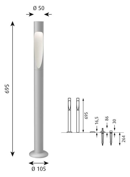 Louis Poulsen - Flindt Garden Κήπου φωτιστικά Long LED 2700K Αλουμίνιο με Base Louis Poulsen