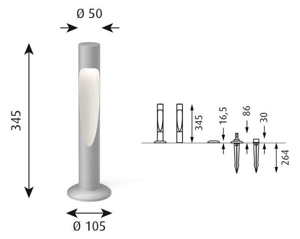 Louis Poulsen - Flindt Garden Κήπου φωτιστικά Short LED 2700K με Adaptor + Base Αλουμίνιο Loui