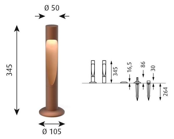 Louis Poulsen - Flindt Garden Κήπου φωτιστικά Short LED 2700K με Base Corten Louis Poulsen