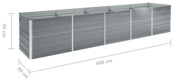 Ζαρντινιέρα Υπερυψωμένη Γκρι 400x80x45 εκ. Γαλβαν. Χάλυβας - Γκρι