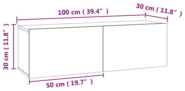 Έπιπλο Τηλεόρασης Γκρι Σκυροδέματος 100x30x30εκ. από Επεξ. Ξύλο - Γκρι