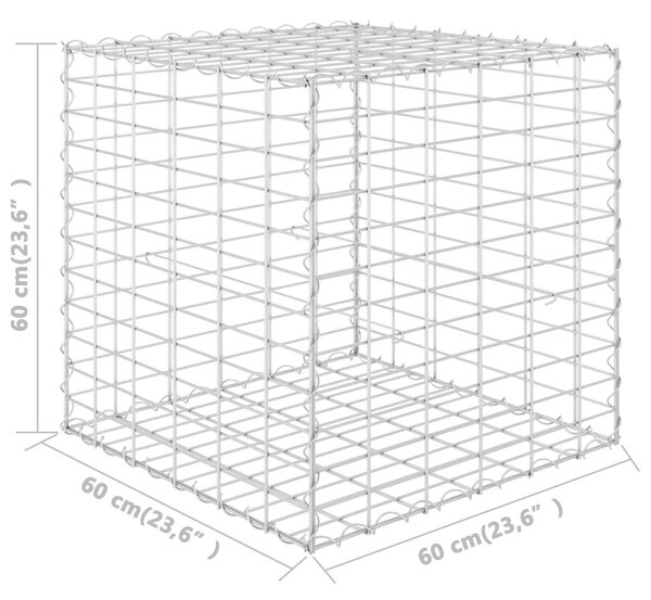 Συρματοκιβώτιο Κύβος 60 x 60 x 60 εκ. από Ατσάλινο Σύρμα - Ασήμι