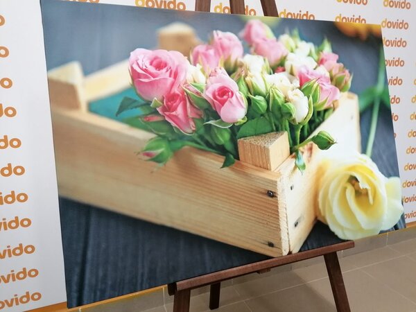 Πίνακας σε καμβά τρυφερή λουλουδάτη σύνθεση