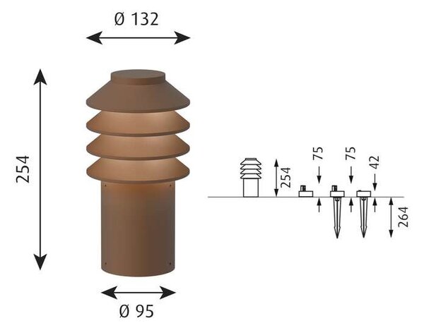 Louis Poulsen - Bysted Garden Κήπου φωτιστικά Short LED 2700K με Base Corten Louis Poulsen