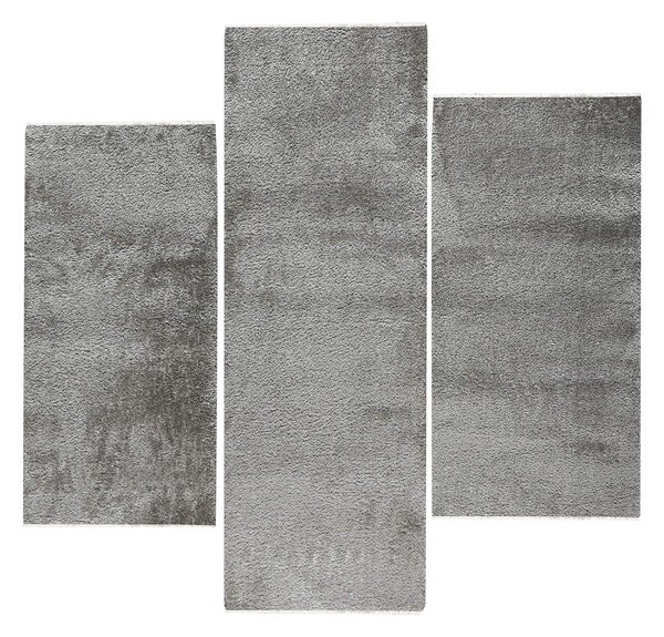 Χαλιά Κρεβατοκάμαρας (Σετ 3τμχ) Polcarpet Satin Shaggy Grey